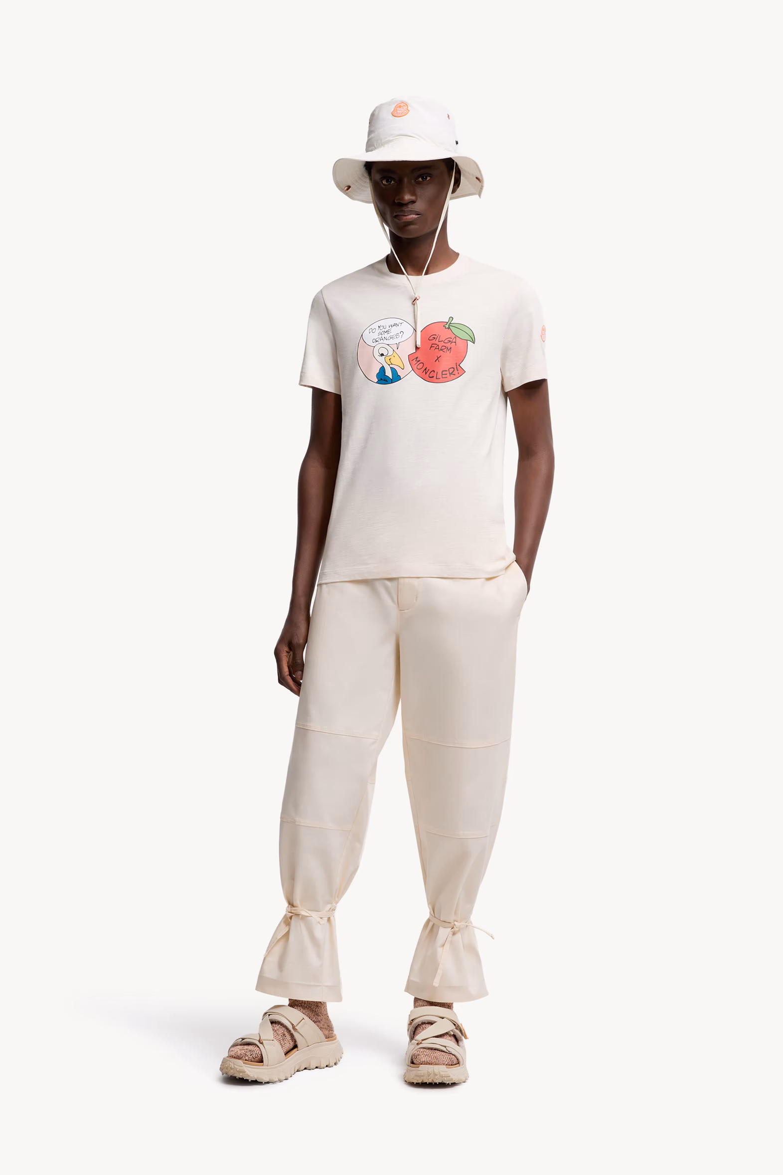 T-shirt en coton Moncler x Gilga Farm Designed by Donald Glover Hommes Blanc Ivoire Moncler 0